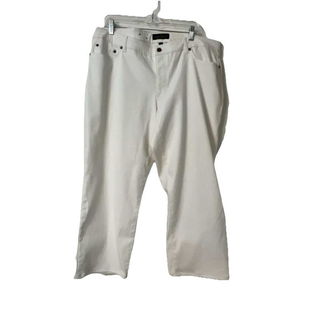 LRL Lauren Jeans Co. Ralph‎ Lauren White Straight Crop Leg Jeans Plus Size 20W